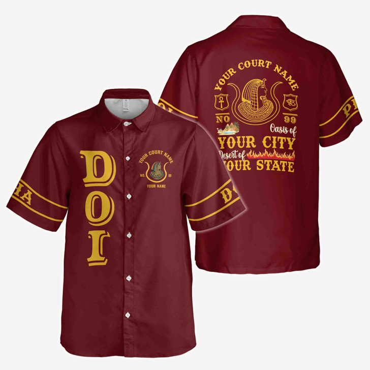 Personalized Court Name City State Anubis Egyptian Style Black Gold Button Down Shirt S-5XL