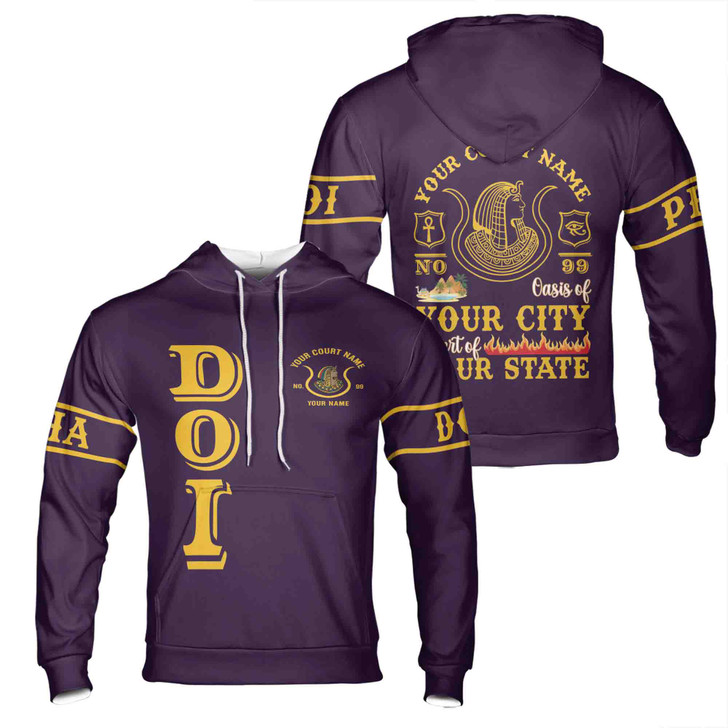 Personalized Court Name City State Anubis Egyptian Style Black Gold Streetwear Hoodie S-5XL