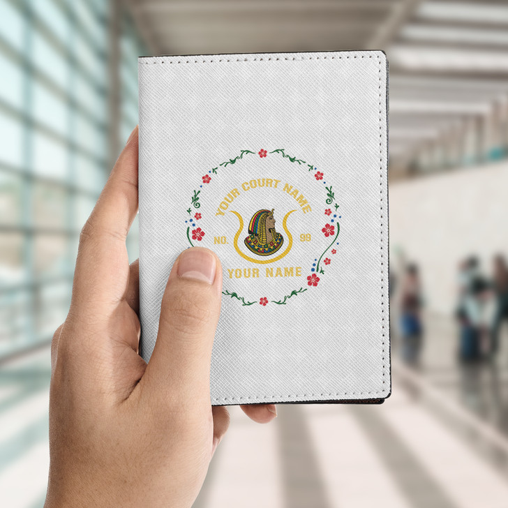 Custom Imperial Court Floral Leather Passport Wallet Holder, Egyptian Style Passport Case