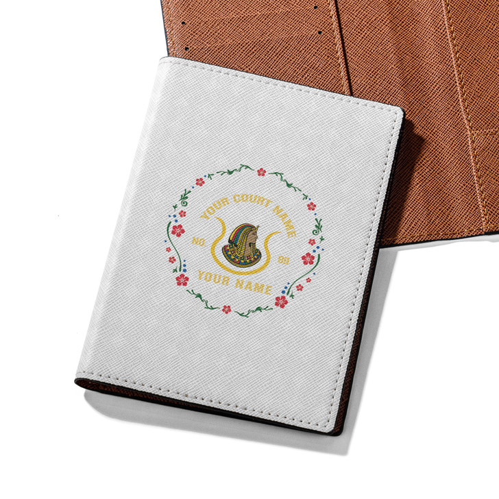 Custom Imperial Court Floral Leather Passport Wallet Holder, Egyptian Style Passport Case