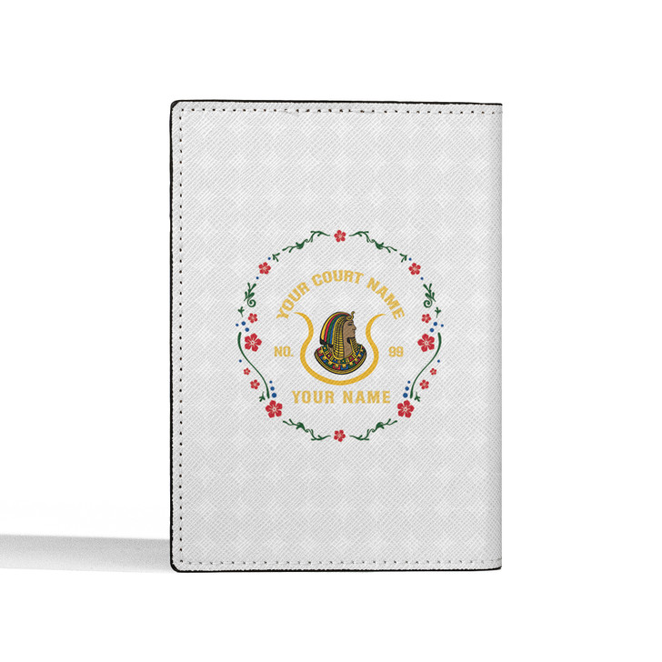 Custom Imperial Court Floral Leather Passport Wallet Holder, Egyptian Style Passport Case