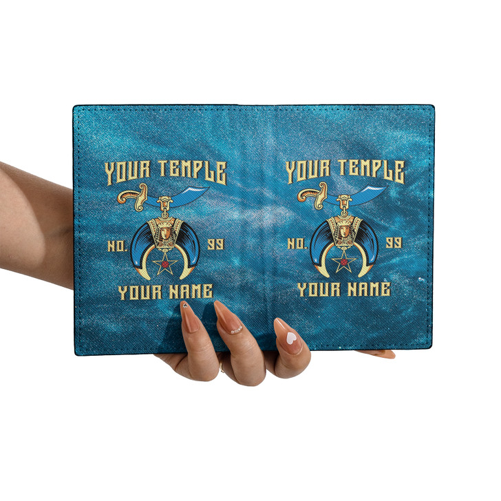 Custom Daughters of Sphinx Blue Leather Passport Wallet