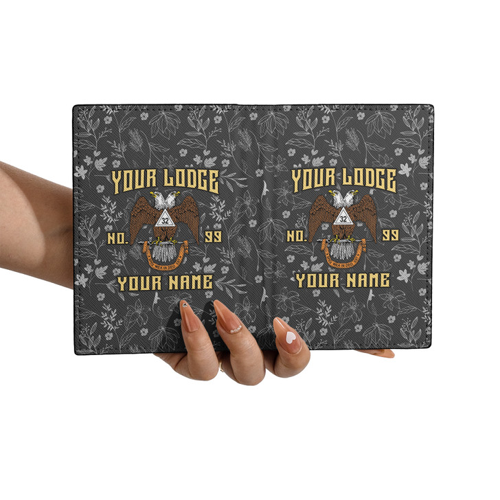 Custom Wings Down 32 Floral Leather Passport Wallet