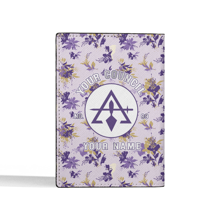 Custom Cryptic Council Floral Violet Leather Wallet