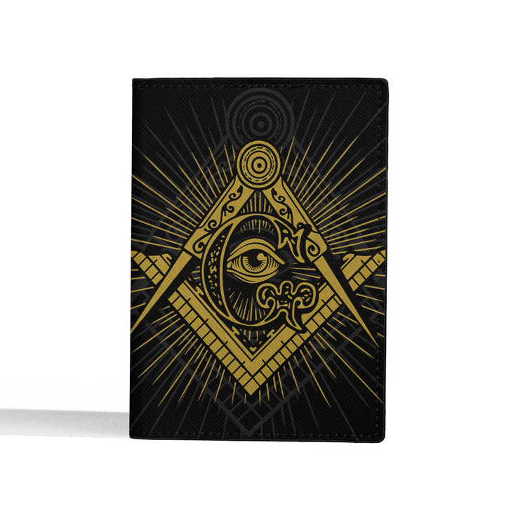 Custom All Seeing Eye Black Blue Leather Passport Wallet