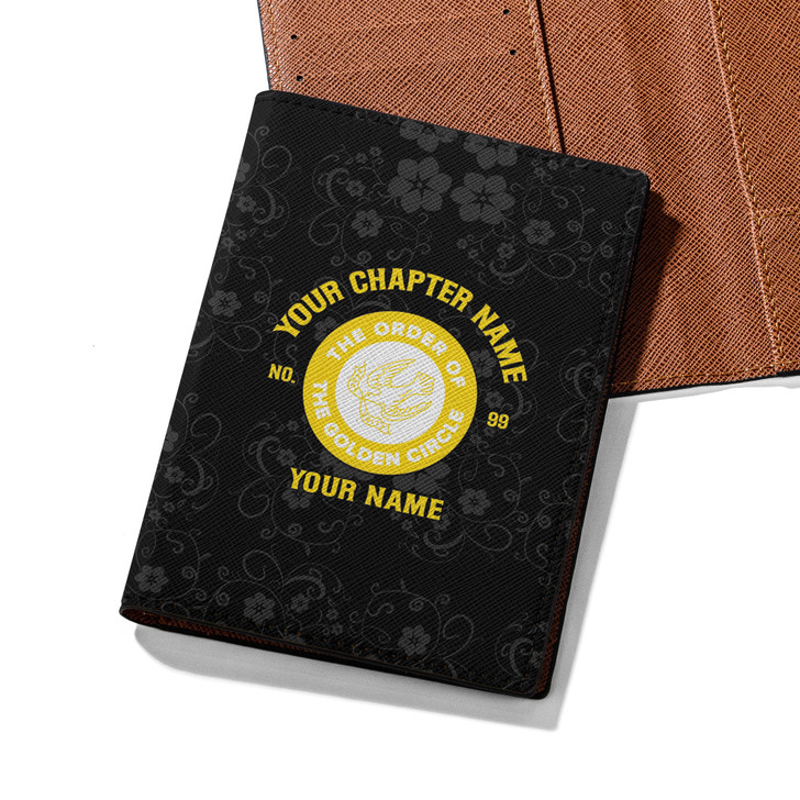 Custom Round Circle Floral Black Leather Wallet