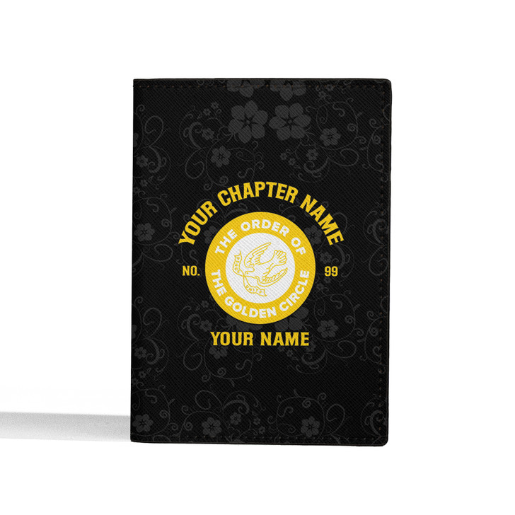 Custom Round Circle Floral Black Leather Wallet