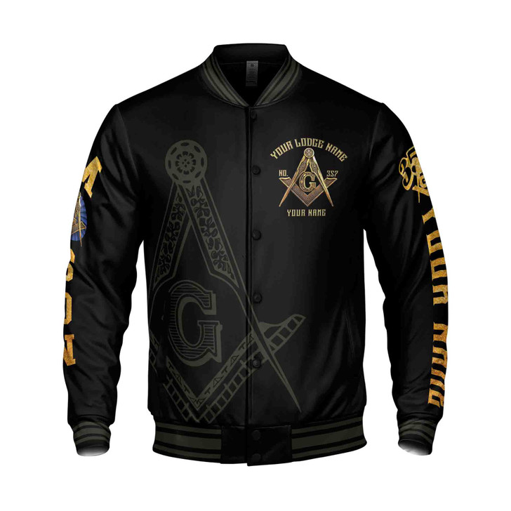 Custom Freemason Masonic Symbol 3D Baseball Jacket S-5XL