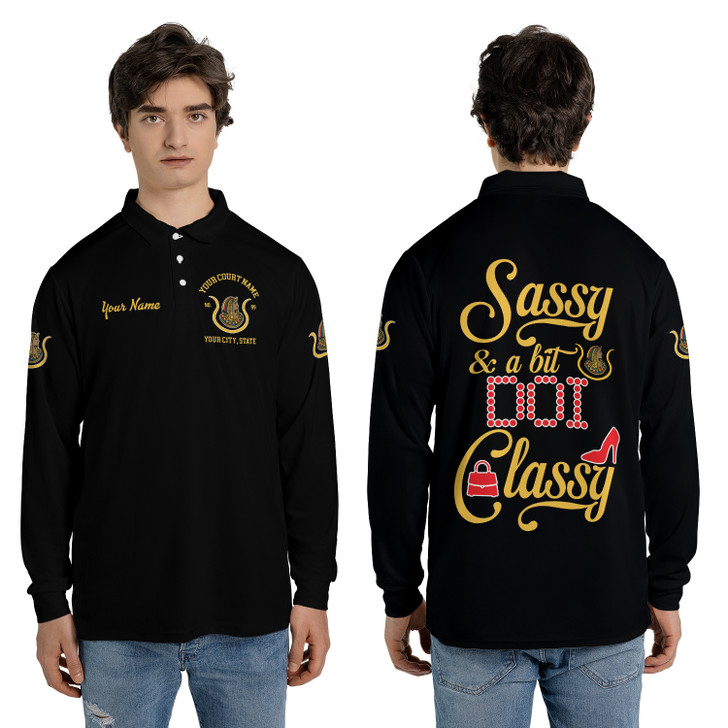 Customized Sassy And A Bit DOI Classy Daughter of Isis Court Long Sleeve Polo Shirt S-5XL
