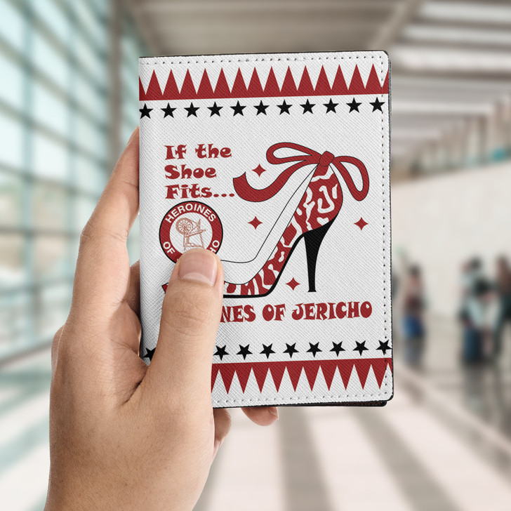 Custom Name Heroines Of Jericho Shoe Heel White Red Leather Passport Wallet