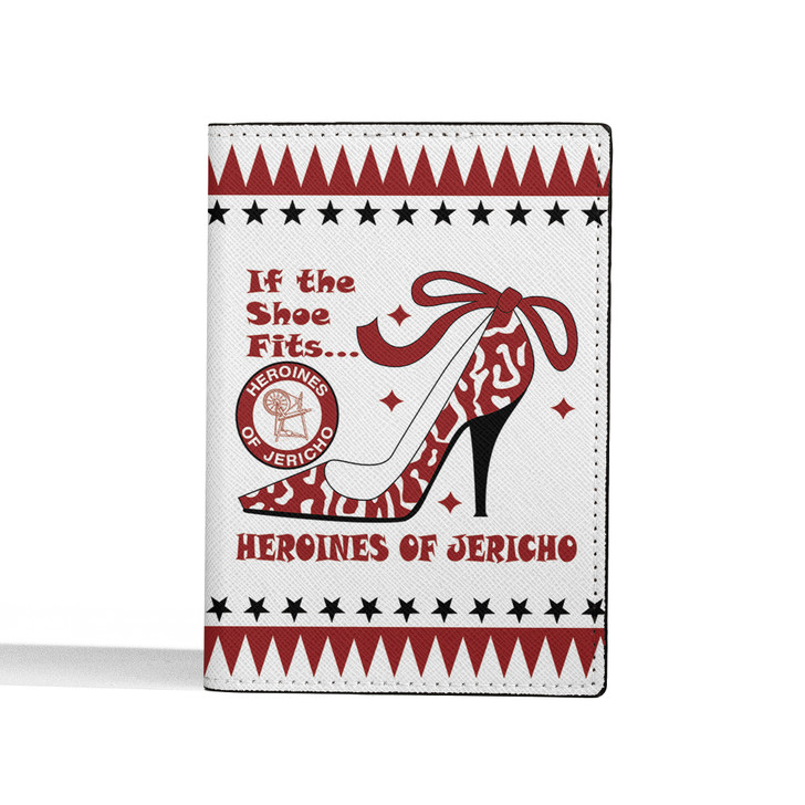 Custom Name Heroines Of Jericho Shoe Heel White Red Leather Passport Wallet