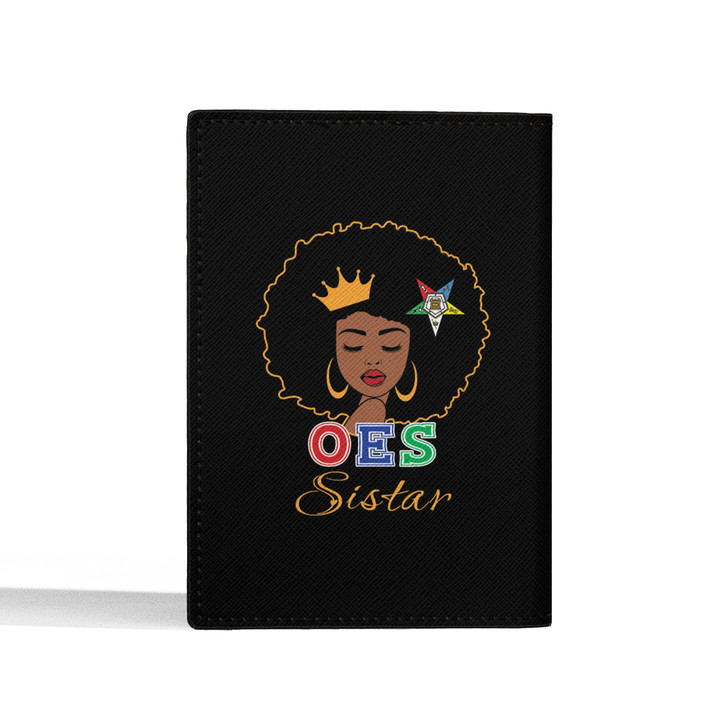 Custom Name Order Of The Eastern Star Sistar Woman Black Leather Passport Wallet