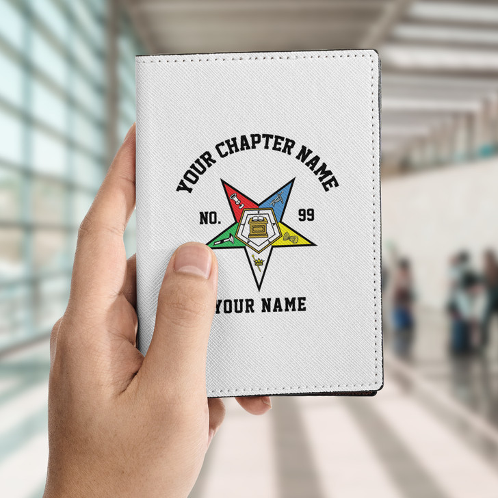 Custom Name Order Of The Eastern Star Sistar Woman White Leather Passport Wallet