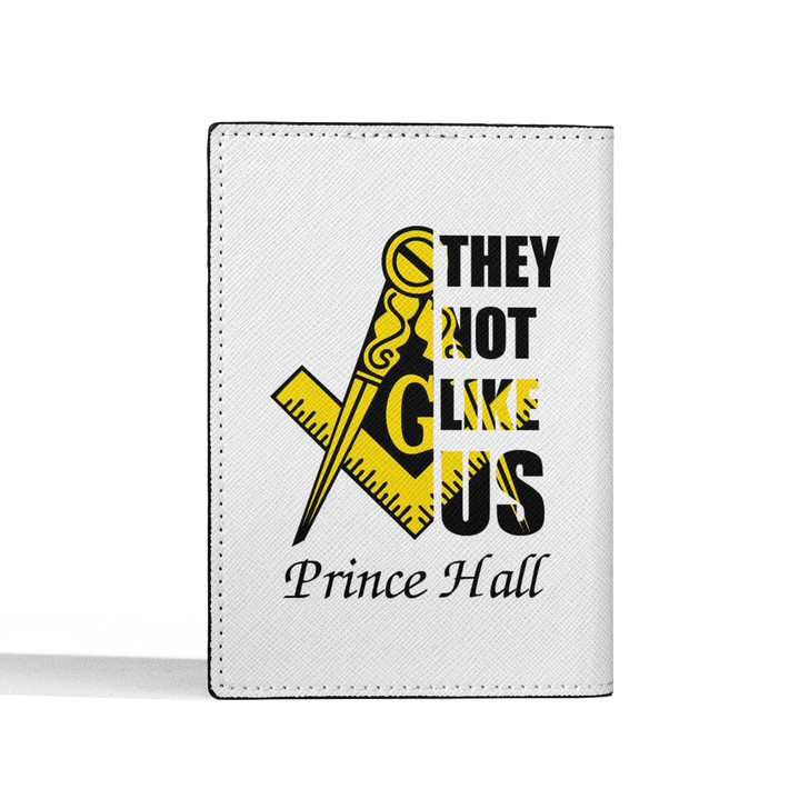 Custom Name Masonic Symbol Quote Prince Hall White Leather Passport Wallet