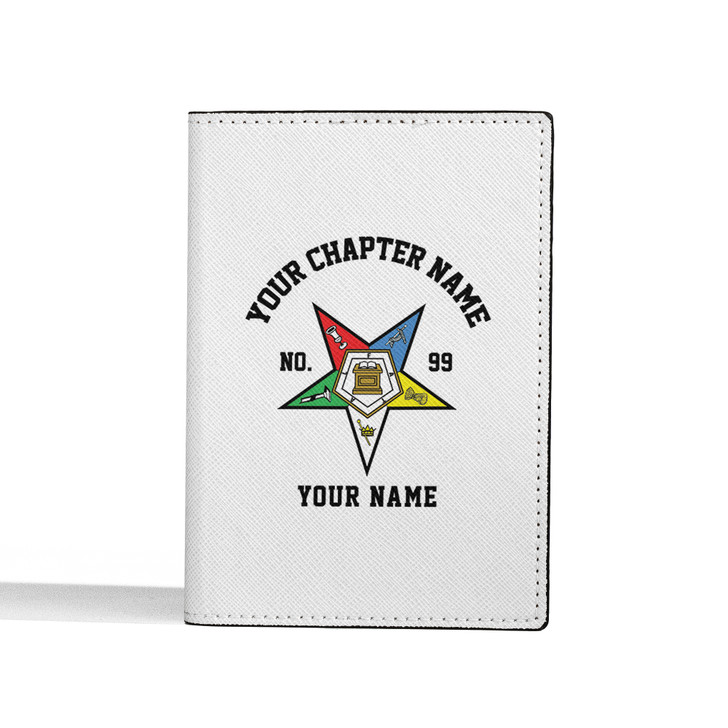 Custom Order Of The Eastern Star Sistar Butterfly White Leather Passport Wallet