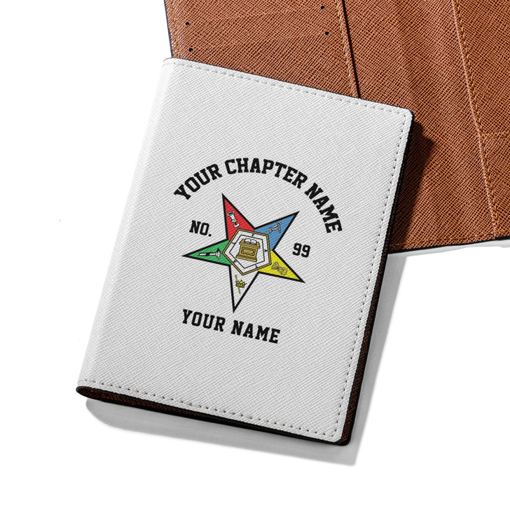 Custom Order Of The Eastern Star Sistar Butterfly White Leather Passport Wallet
