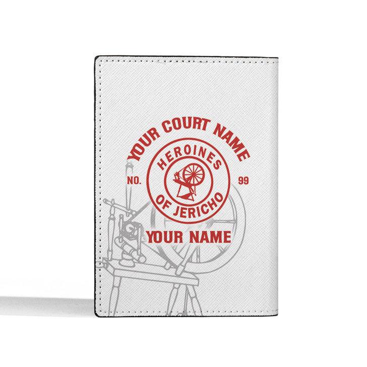 Custom Heroines of Jericho Spinning Wheel White Leather Passport Wallet