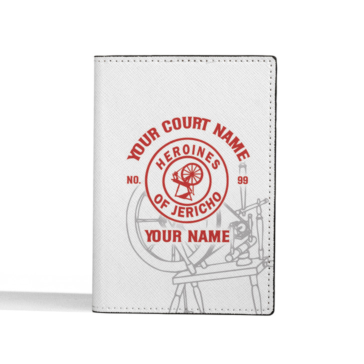 Custom Heroines of Jericho Spinning Wheel White Leather Passport Wallet