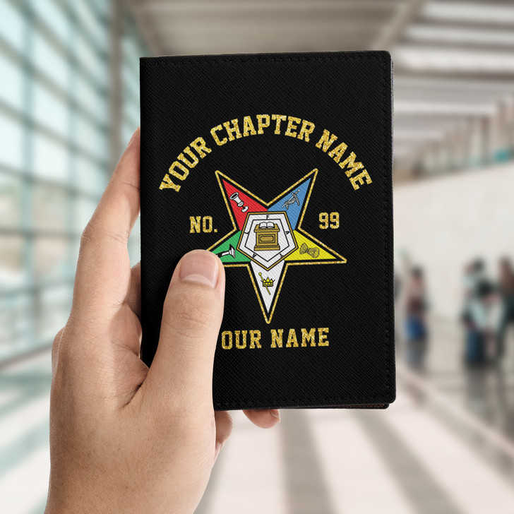 Custom OES Pentagon Down Labyrinth Black Colorful Leather Passport Wallet