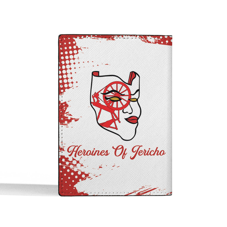 Custom Heroines Of Jericho Symbol Face Mask White Red Leather Passport Wallet