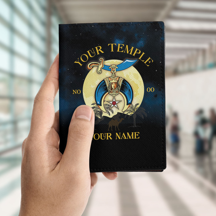 Custom Daughters of Sphinx Symbol Moon Palm Camel Leather Passport Wallet