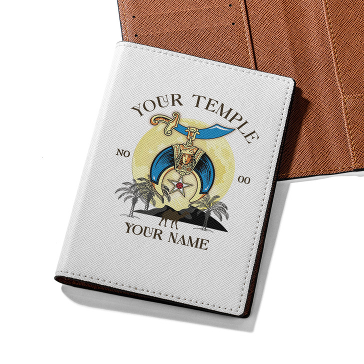 Custom Daughters of Sphinx Symbol Moon Palm Camel Leather Passport Wallet