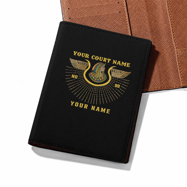 Custom Imperial Court Symbol Egyptian Wings Lines DOI Leather Passport Wallet