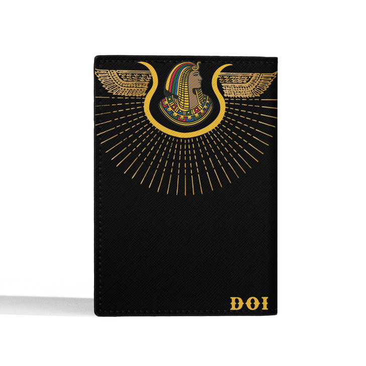 Custom Imperial Court Symbol Egyptian Wings Lines DOI Leather Passport Wallet