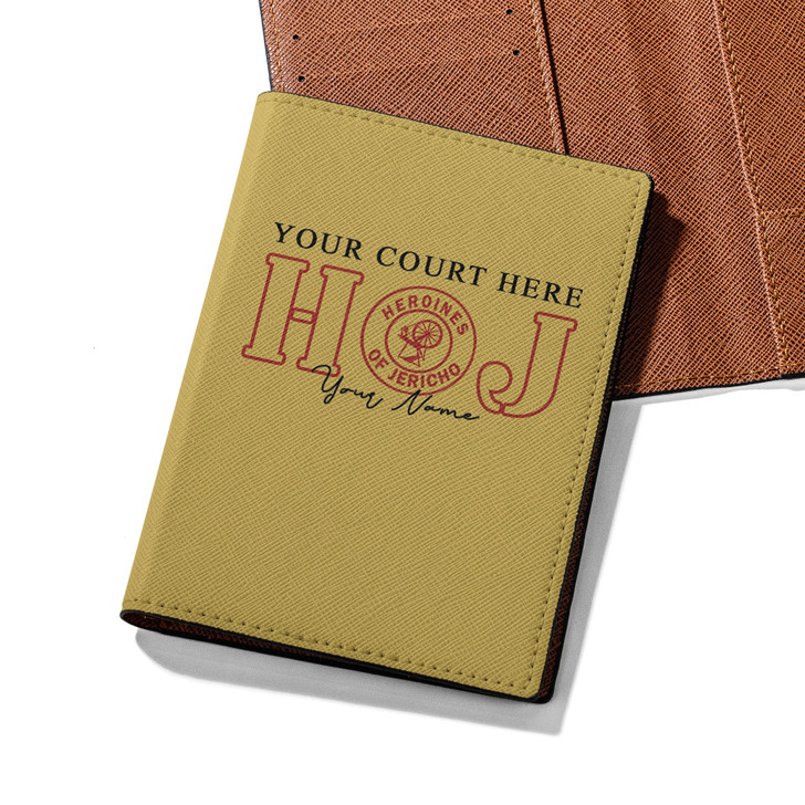 Custom Heroines of Jericho Symbol Masonic HOJ Leather Passport Wallet