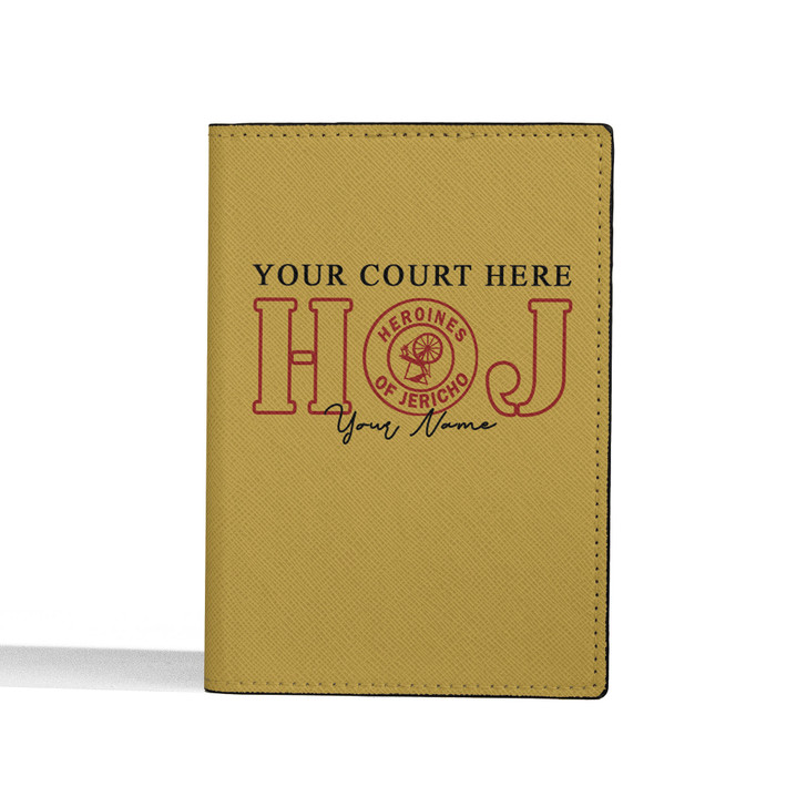 Custom Heroines of Jericho Symbol Masonic HOJ Leather Passport Wallet
