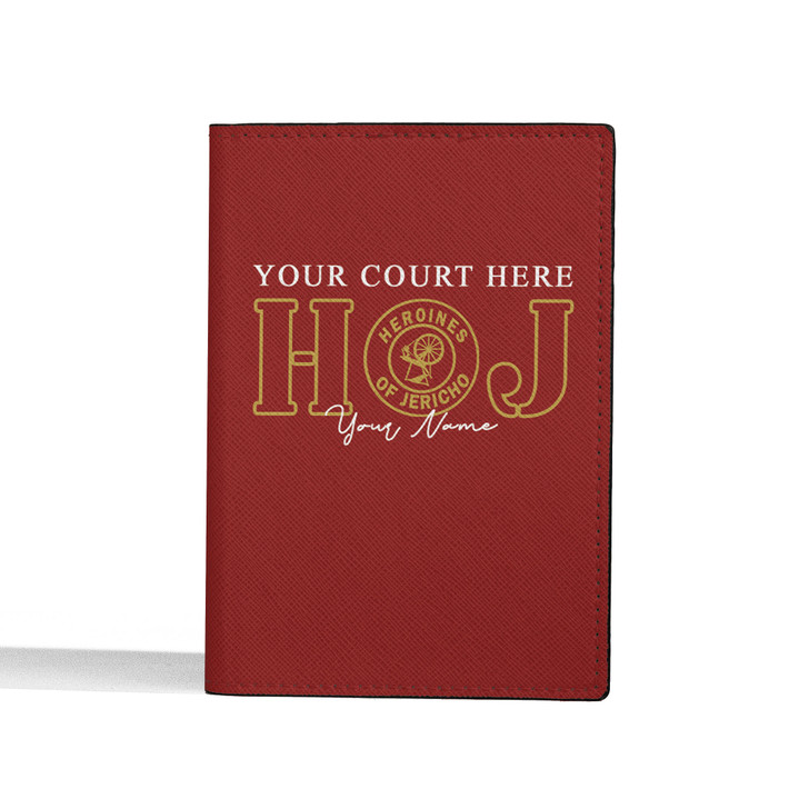 Custom Heroines of Jericho Symbol Masonic HOJ Leather Passport Wallet