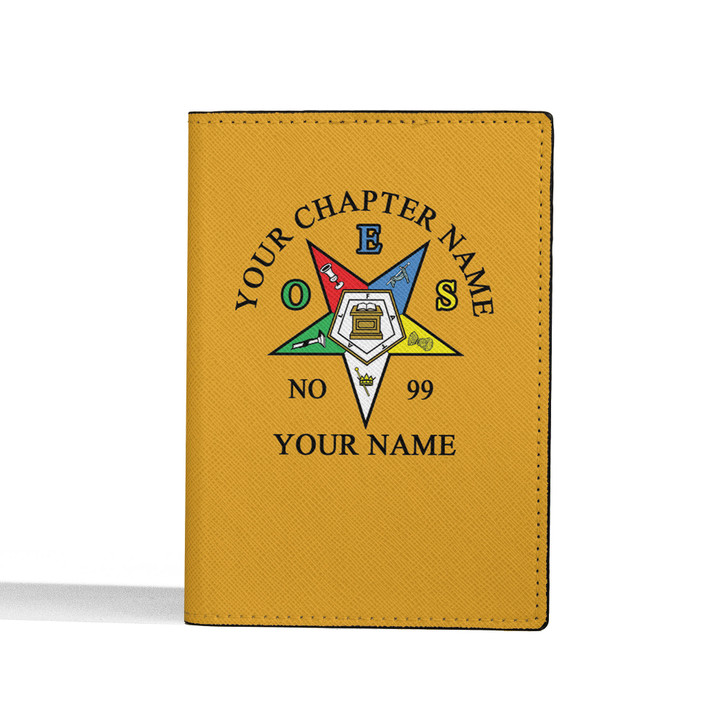 Custom OES Pentagon Down Symbol Mason Emblem Leather Passport Wallet