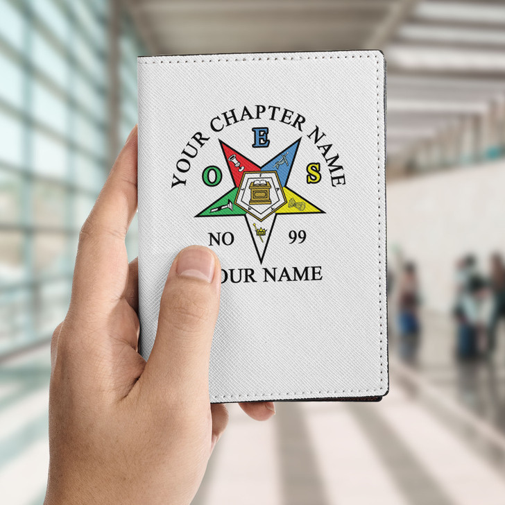 Custom OES Pentagon Down Symbol Mason Emblem Leather Passport Wallet