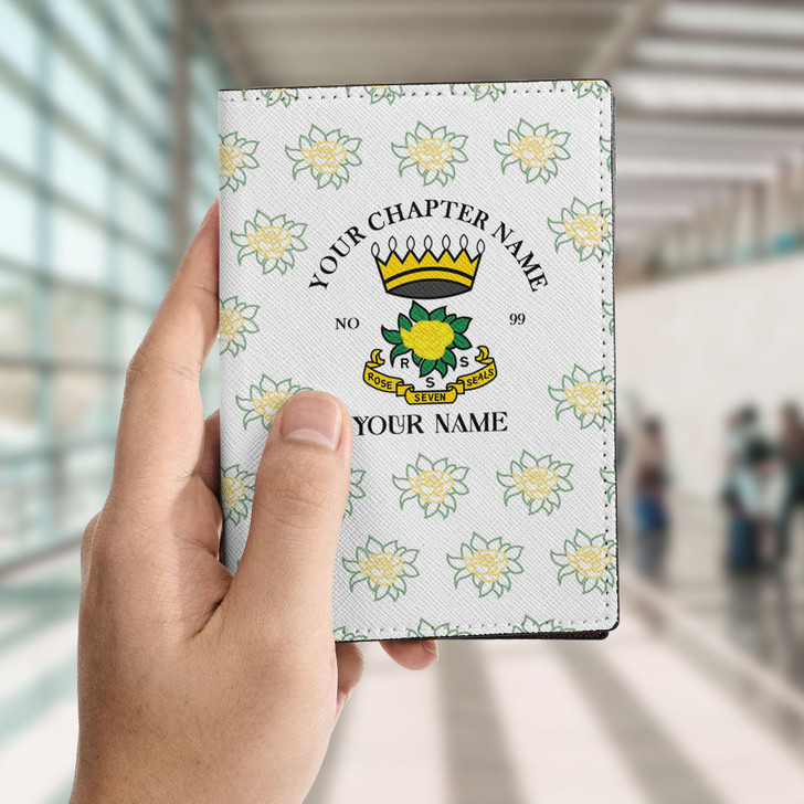 Custom Rose of The Seven Seals Symbol Roses Pattern Leather Passport Wallet