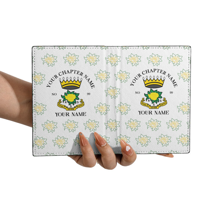 Custom Rose of The Seven Seals Symbol Roses Pattern Leather Passport Wallet