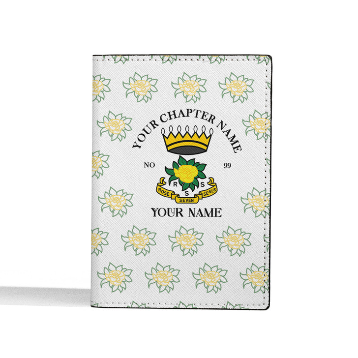 Custom Rose of The Seven Seals Symbol Roses Pattern Leather Passport Wallet