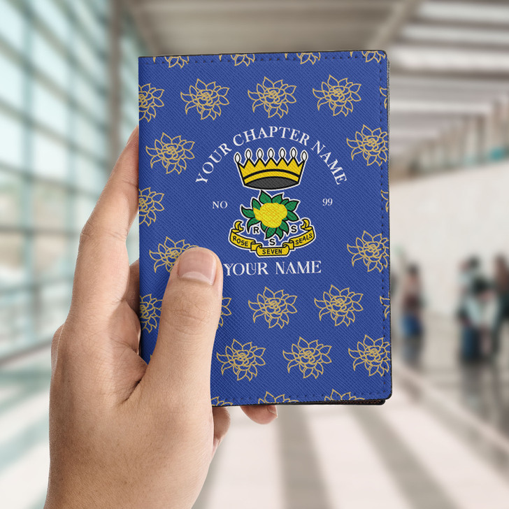 Custom Rose of The Seven Seals Symbol Roses Pattern Leather Passport Wallet