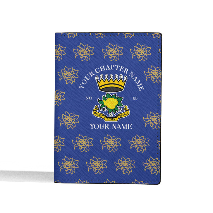 Custom Rose of The Seven Seals Symbol Roses Pattern Leather Passport Wallet