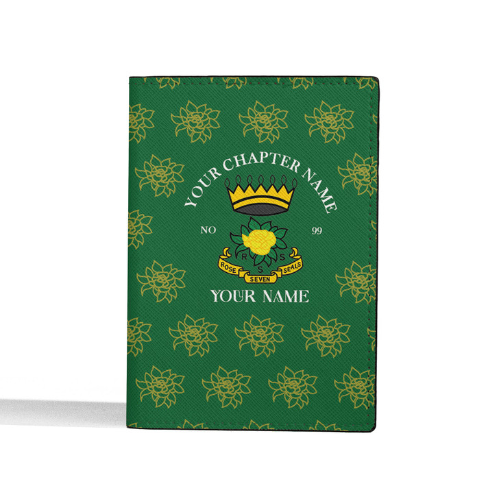 Custom Rose of The Seven Seals Symbol Roses Pattern Leather Passport Wallet