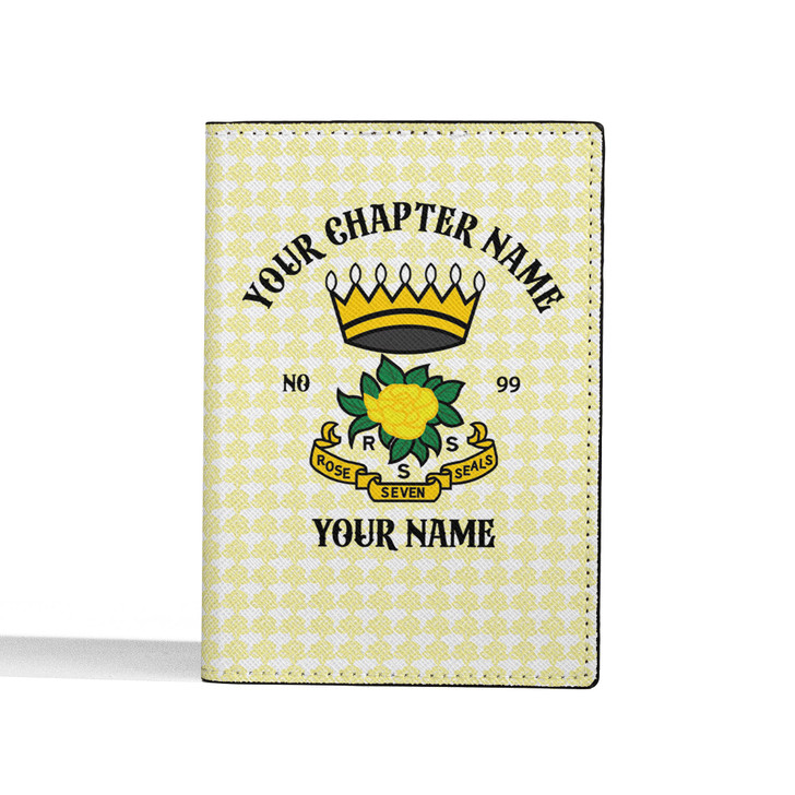Custom Rose of Seven Seals Rose Branch Yellow White Leather Passport Wallet