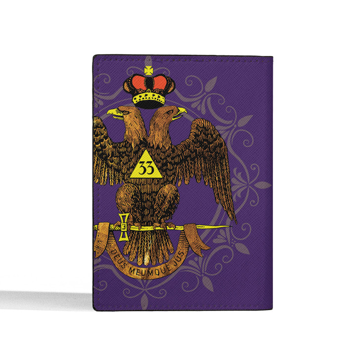 Custom Wings Down Scottish Rite 32° Masonic Simple Leather Passport Wallet