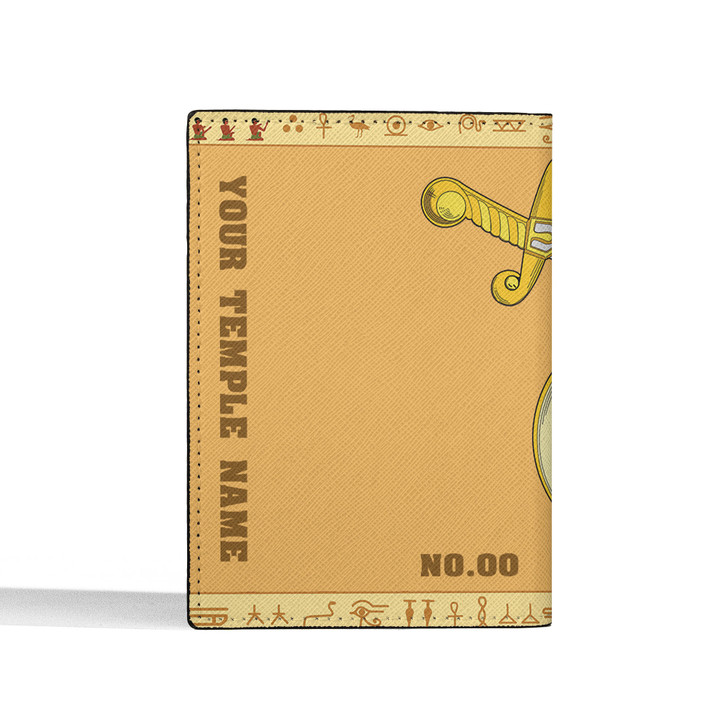 Custom Shriners Symbol Masonic Egyptian Pattern Sandy Leather Passport Wallet