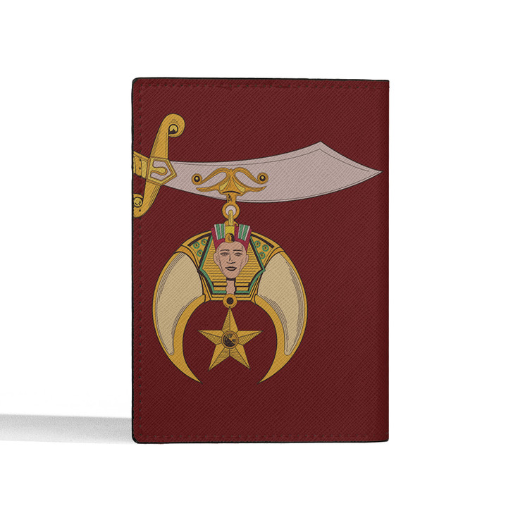 Custom Shriners Symbol Masonic Double Cobras Leather Passport Wallet