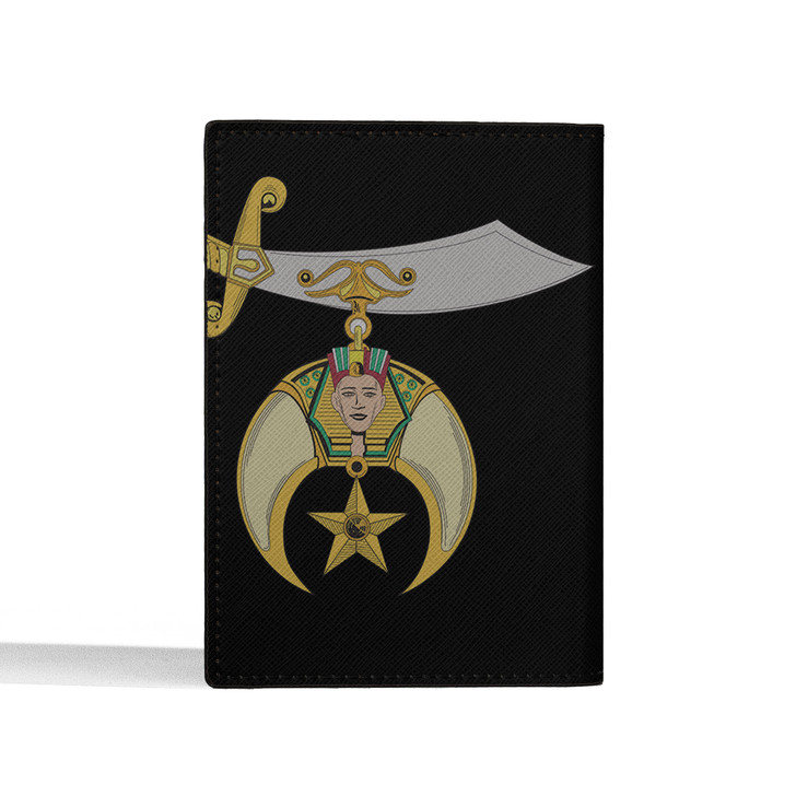Custom Shriners Symbol Masonic Double Cobras Leather Passport Wallet