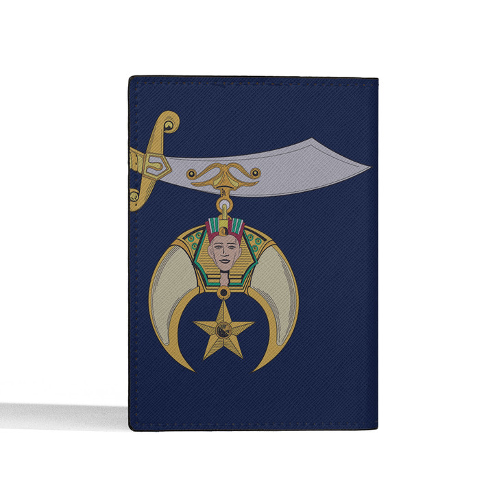 Custom Shriners Symbol Masonic Double Cobras Leather Passport Wallet