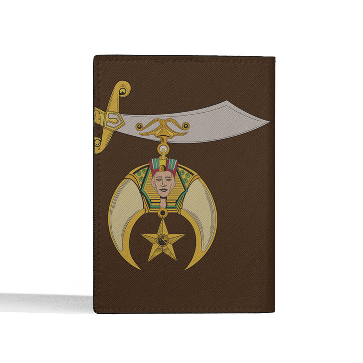 Custom Shriners Symbol Masonic Double Cobras Leather Passport Wallet