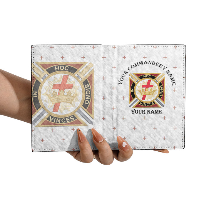 Custom Knights Templar Symbol Masonic Crosses Pattern Leather Passport Wallet