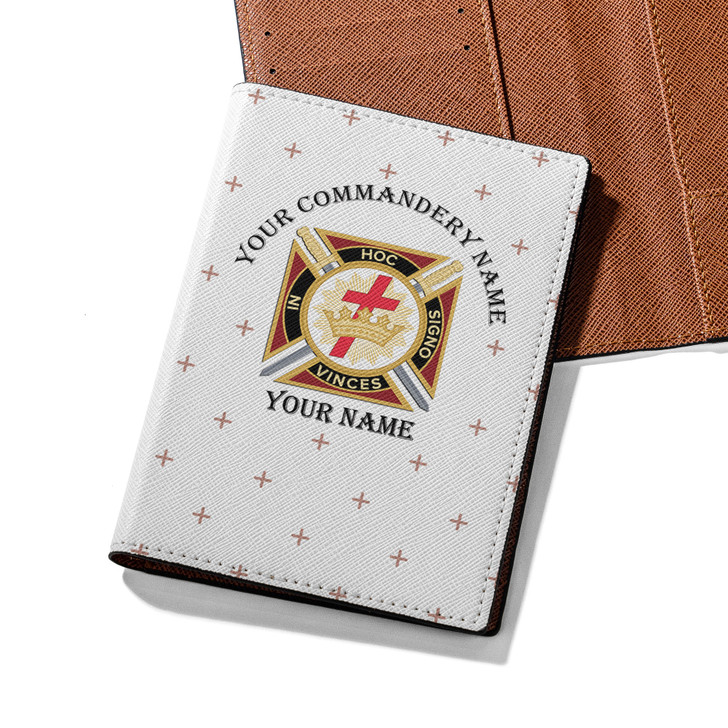 Custom Knights Templar Symbol Masonic Crosses Pattern Leather Passport Wallet