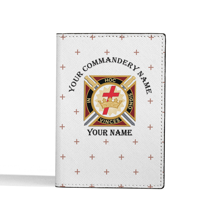 Custom Knights Templar Symbol Masonic Crosses Pattern Leather Passport Wallet
