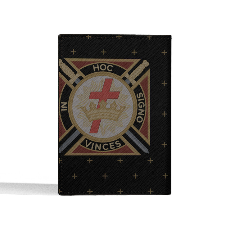 Custom Knights Templar Symbol Masonic Crosses Pattern Leather Passport Wallet
